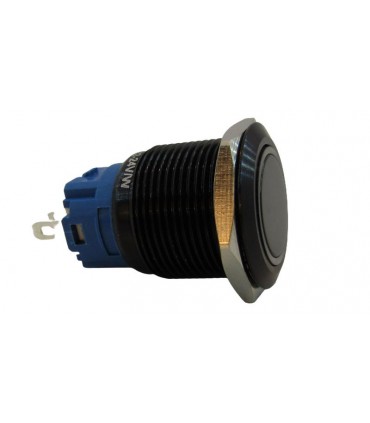 Кнопка антивандальная тактовая без фиксации черная 19мм белый цвет (18120)