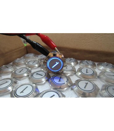 Кнопка антивандальная для лифта без фиксации 1 этаж 19мм синий цвет (18118)