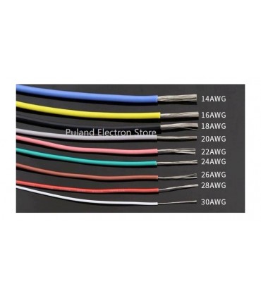 Монтажный кабель силиконовый 26awg UL3239 1.5мм 180С желтый 1м (16980)