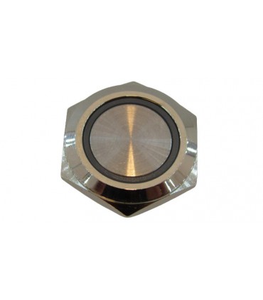 Кнопка антивандальная тактовая без фиксации хром 19мм красный цвет (18106)