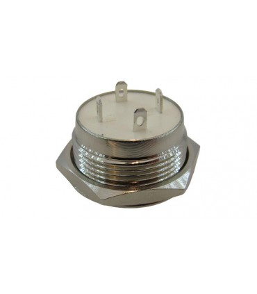 Кнопка антивандальная тактовая без фиксации хром 19мм зеленый цвет (18101)