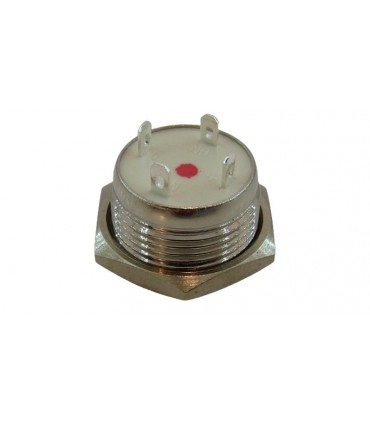 Кнопка антивандальная тактовая без фиксации хром 16мм красный цвет (18111)