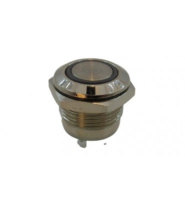 Кнопка антивандальная тактовая без фиксации хром 12мм красный цвет (18114)