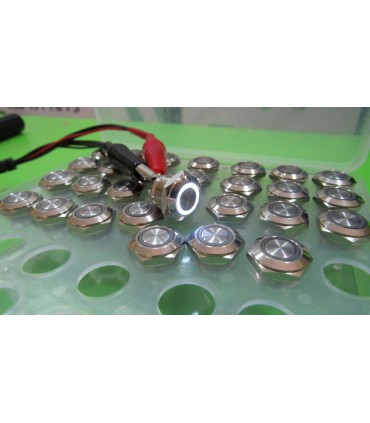 Кнопка антивандальная тактовая без фиксации хром 12мм белый цвет (18116)