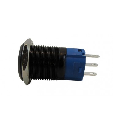Кнопка антивандальная 16мм черная selflock с фиксацией 220VAC (17225)