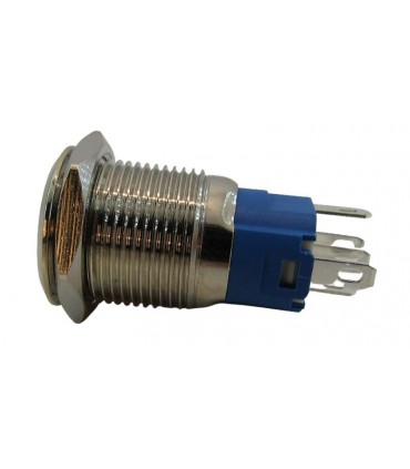 Кнопка антивандальная 16мм желтая с фиксацией с подсветкой 220VAC (17222)