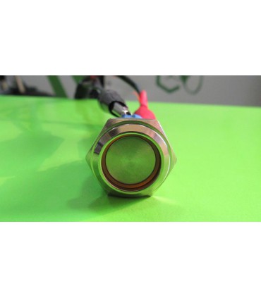 Кнопка антивандальная 16мм желтая с фиксацией с подсветкой 220VAC (17222)