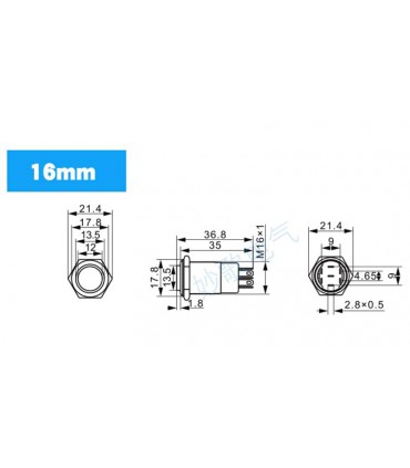 Кнопка антивандальная 16мм selflock с фиксацией 220VAC (17220)