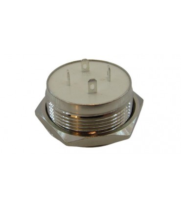 Кнопка антивандальная тактовая без фиксации хром 22мм синий цвет (18105)