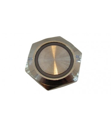 Кнопка антивандальная тактовая без фиксации хром 22мм красный цвет (18104)