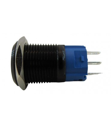 Кнопка антивандальная 16мм черная без фиксации 220VAC (17224)