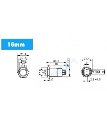 Кнопка антивандальная 16мм черная power selflock с подсветкой 220VAC (17226)