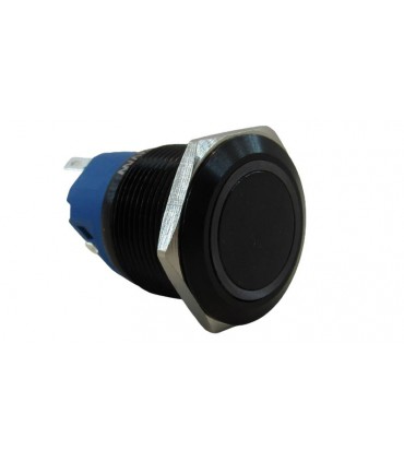 Кнопка антивандальная тактовая без фиксации черная 22мм белый цвет (18119)