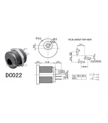 Разъем питания DC-022 DC022 5.5*2.1mm под монтаж в корпус (17183)