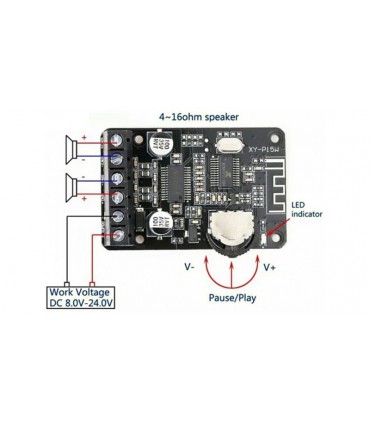 Аудио усилитель XY-P15W 2*15Вт Bluetooth v5.0 D-класс (17535)
