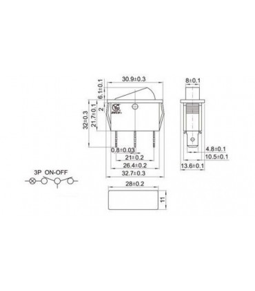 Переключатель монтажный KCD3-101N KCD3 черный 15A 250V (11878)