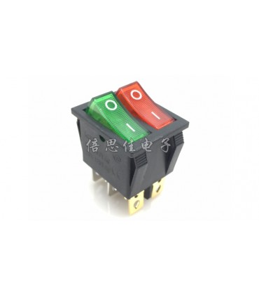 Двойной переключатель красный зеленый KCD4 16A 250V AC (12014)