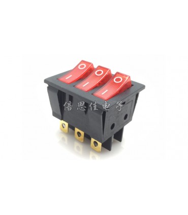 Тройной переключатель красный KCD3 15A 250V AC (12015)