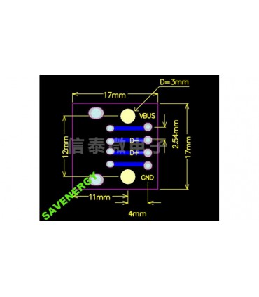 Адаптер USB DIP 4-Pin 2.54mm на плате (10107)