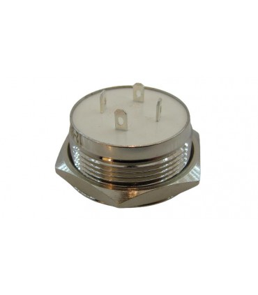 Кнопка антивандальная тактовая без фиксации хром 22мм зеленый цвет (18102)