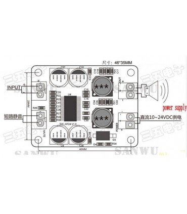Цифровой усилитель TPA3118 60W 8-24V 4-8Ом (15933)