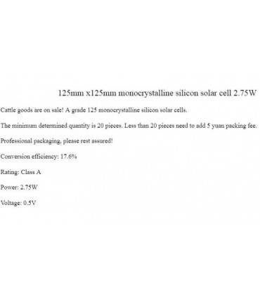 Фотоэлемент монокристалл A-класс 125*125мм 0.5V 2.75W mono (16175)