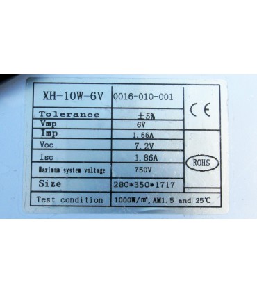 Солнечная панель 10W 6V 280*350мм XH-10W-6V с подставкой (18568)