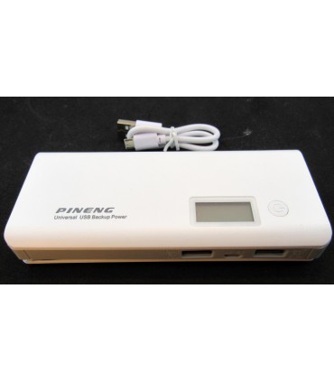 Power Bank на 5 банок 18650 5V 2A с фонариком и двумя USB белый (16579)