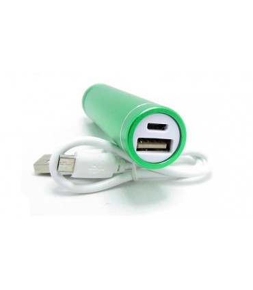 Power Bank Портативная Зарядка 1*18650 алюминий зеленый (12329)