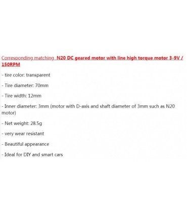 Износостойкое резиновое колесо для умного автомобиля 70*12mm под двигатель N20 (16081)