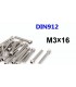 Винт с цилиндрической головкой M3*16mm DIN912 (14825)