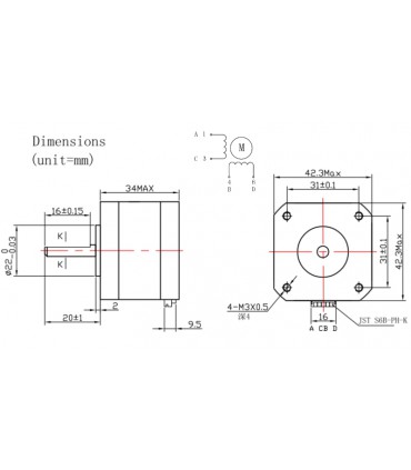 Шаговый двигатель NEMA 42HB34F08AB для 3D-принтера ЧПУ (12107)