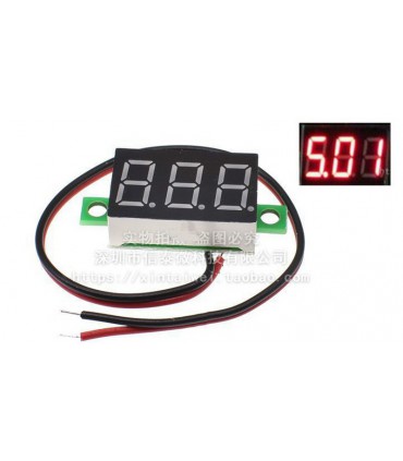 Миниатюрный цифровой вольтметр постоянного тока 0.28 4.5-30V (18613)