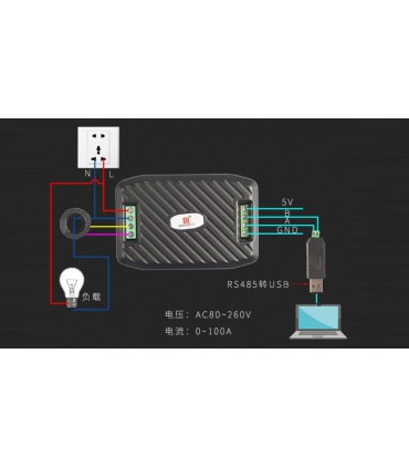 Ваттметр переменного тока Peacefair PZEM-016 RS485 Modbus 100A Split-CT (16651)