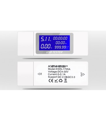 Тестер USB-тестер Keweisi KWS-1705A для измерения напряжения емкости тока (18946)