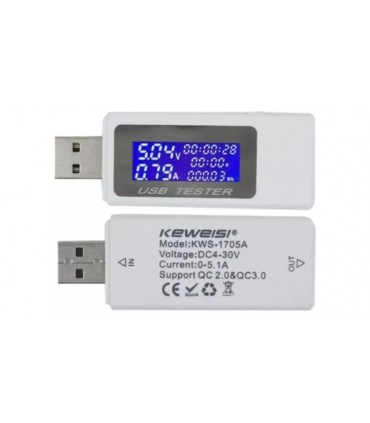 Тестер USB-тестер Keweisi KWS-1705A для измерения напряжения емкости тока (18946)
