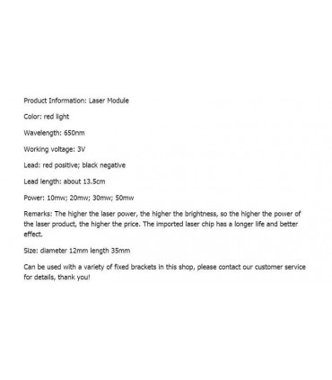 Лазер лазерный модуль с фокусировкой 20mw 3V крест красный 12*35мм (15950)