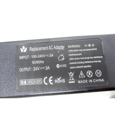 Блок питания DC 24V 3A штекер 5.5*2.1 с сетевым кабелем 123*50*30мм (15981)