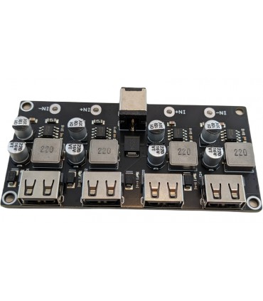 Модуль понижения напряжения DC QC2.0 QC3.0 4*USB DC 5.5*2.5мм 6-32V to 5V (19230)