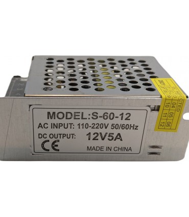 Блок питания металлический ледовский 12V 5A 60W S-60-12 (19377)