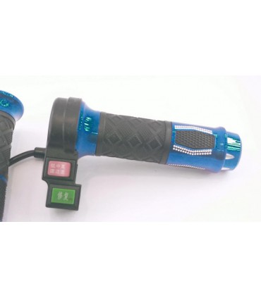 Универсальная ручка газа велосипеда с переключателем и кнопкой синий комплект (16707)