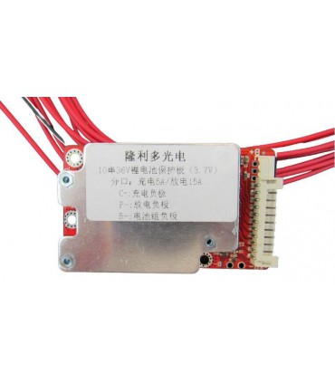 Плата контроллер аккумулятора BMS LiIon 10S 36V разряд 15A заряд 5A (17653)