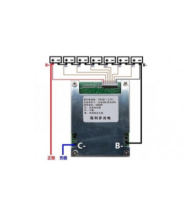 Плата защиты заряда разряда BMS для LiIon 7S 24V 30A (14302)