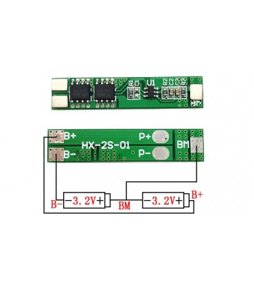 Плата защиты BMS контроллер для литий фосфат LiFePo 2S 6.4V 5A (15677)
