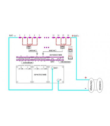 Плата BMS литий-титанат LiTo 48V 24S 50A разряд 5A заряд (14849)
