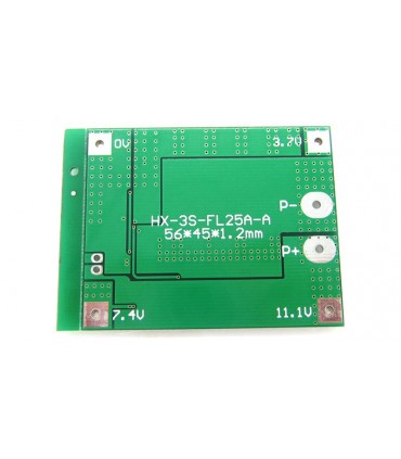 Плата защиты аккумуляторов BMS с балансиром 3S Li-Ion 12.6V 25A 45mA (12216)
