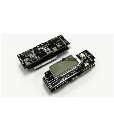 Power Bank на 5 банок 18650 5V 2A с фонариком и двумя USB черный (16605)