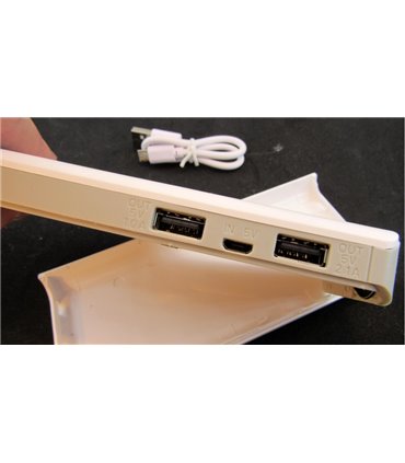 Power Bank на 5 банок 18650 5V 2A с фонариком и двумя USB белый (16579)