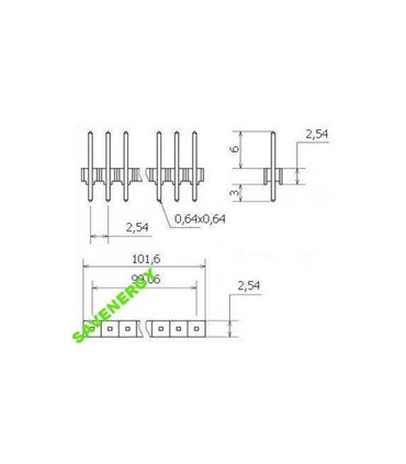 Планка штыревая на плату 40pin два ряда прямая 2.54мм PLS-40 (10196)