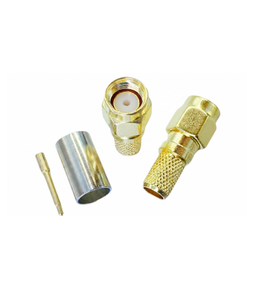 Разъем коаксиальный SMA male прямой удлиненный под обжим на кабель RG195 (21082)